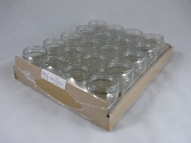 2080 glazen potten in tray -rond- zonder deksel (63mmTO) 212ml (250gram)