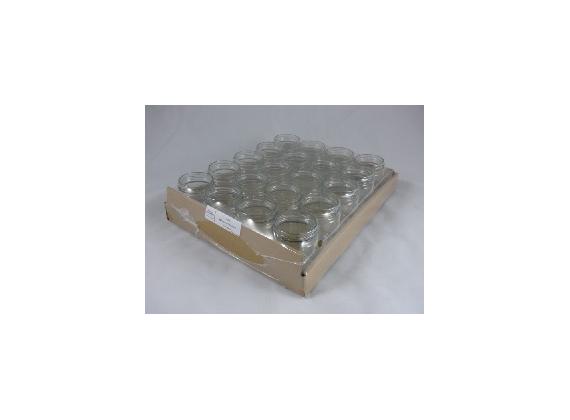 2080 glazen potten in tray -rond- zonder deksel (63mmTO) 212ml (250gram)